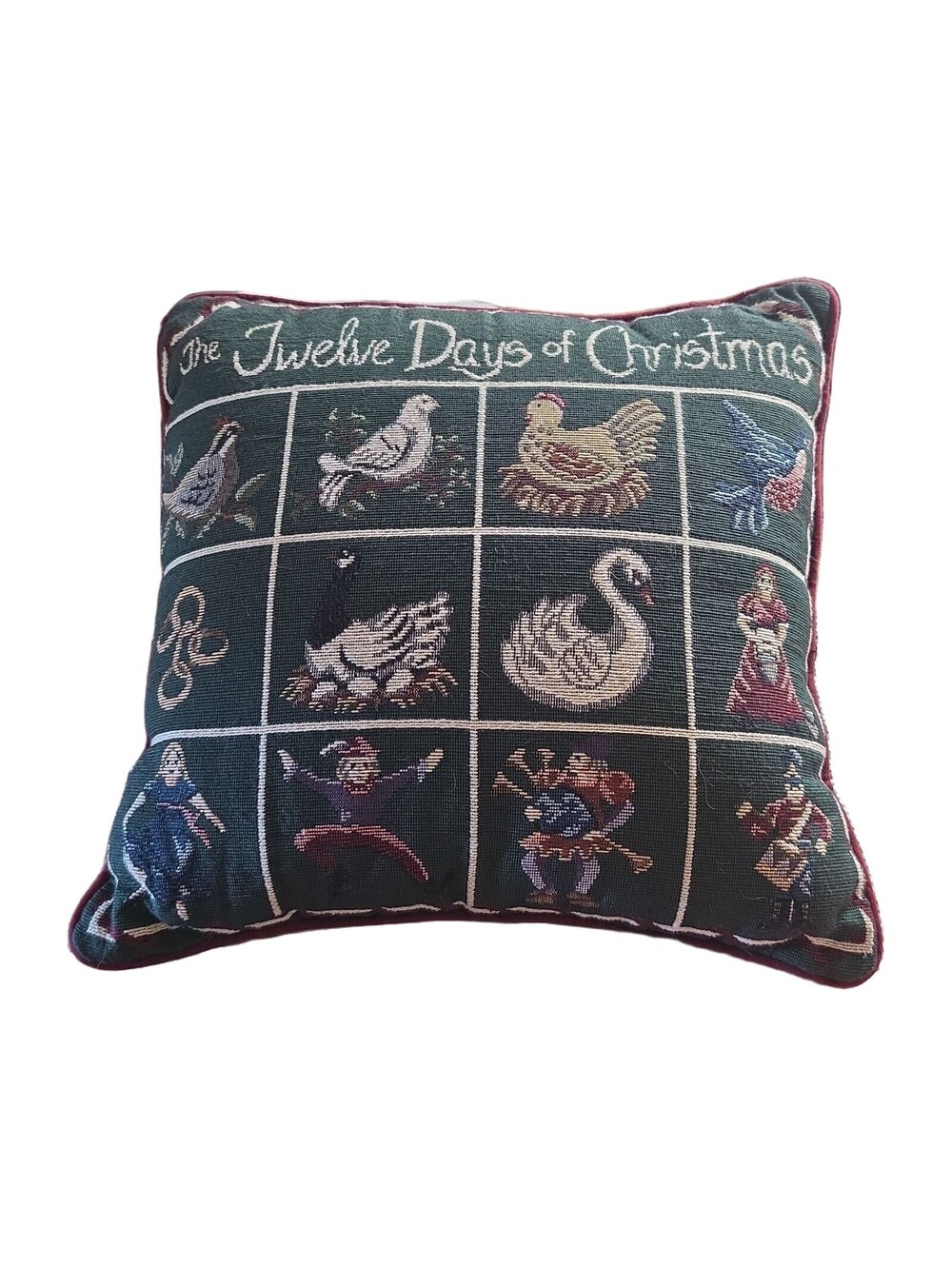 Riverdale Twelve Days of Christmas Tapestry Throw Pillow 16 x 16 - Used